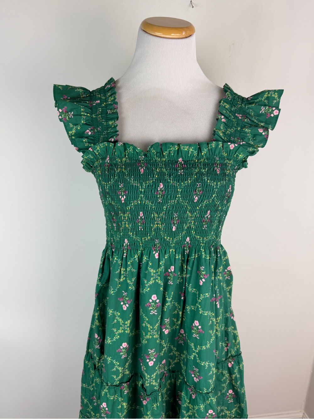Hill House Emerald Trellis Nap Midi Dress Green Floral Size M - Picture 6 of 9